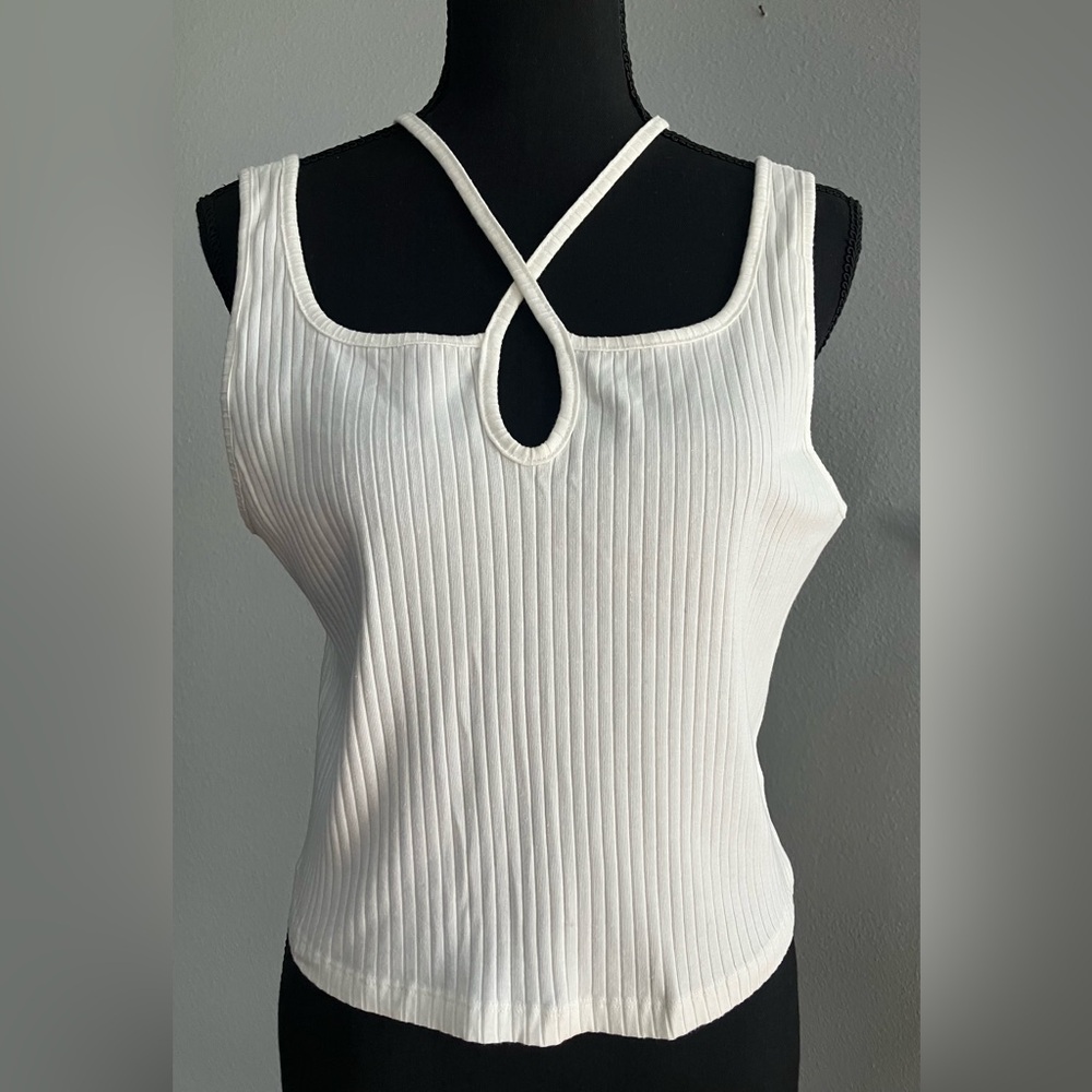 NWT LC Waikiki Elegant White Ribbed Women's Top